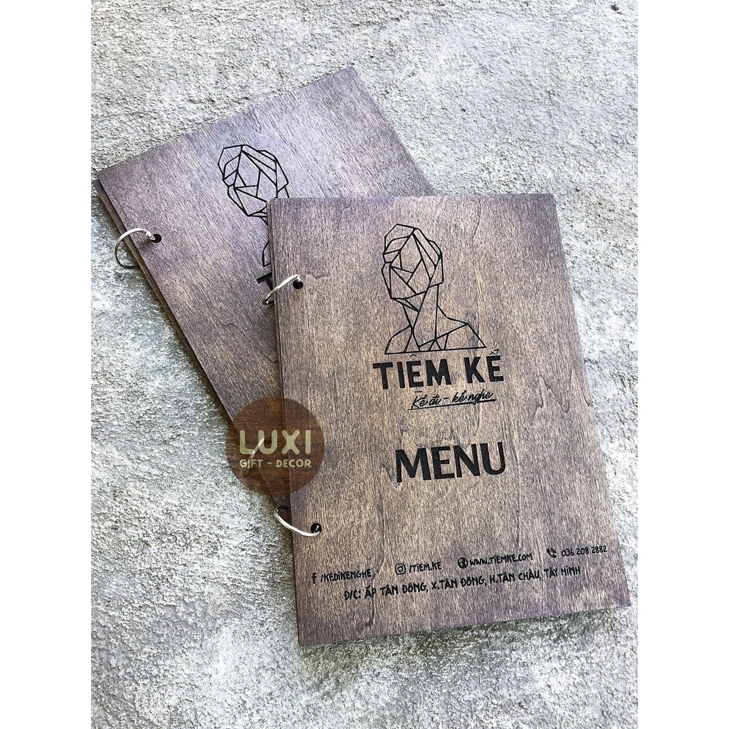 [FREE THIẾT KẾ] Combo 3 quyển Menu khoen tròn - Menu Nhà hàng - Cafe LUXI decor