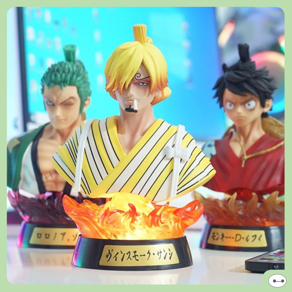 MÔ HÌNH BÁN THÂN LUFFY, ZORO, SANJI LED RGB 16CM