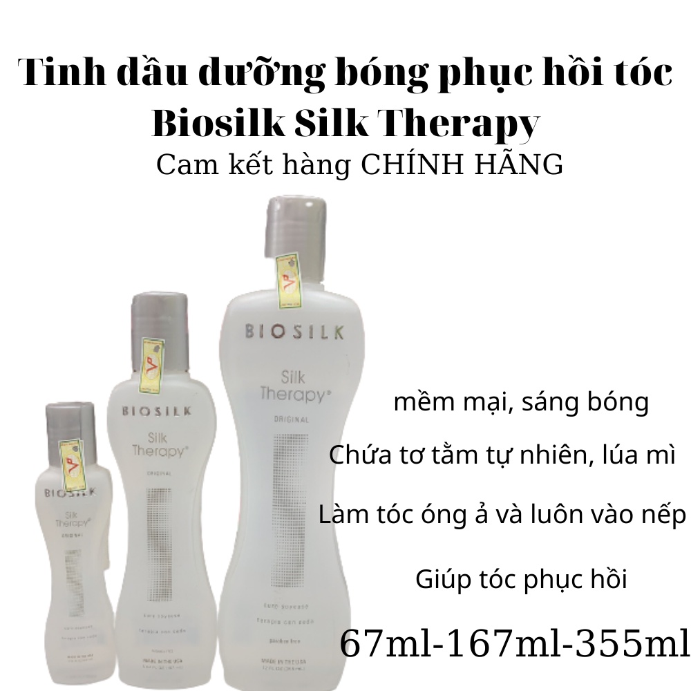 Tinh dầu dưỡng bóng phục hồi tóc Biosilk Silk Therapy 67ml/167ml/355ml (Hàng chính hãng)
