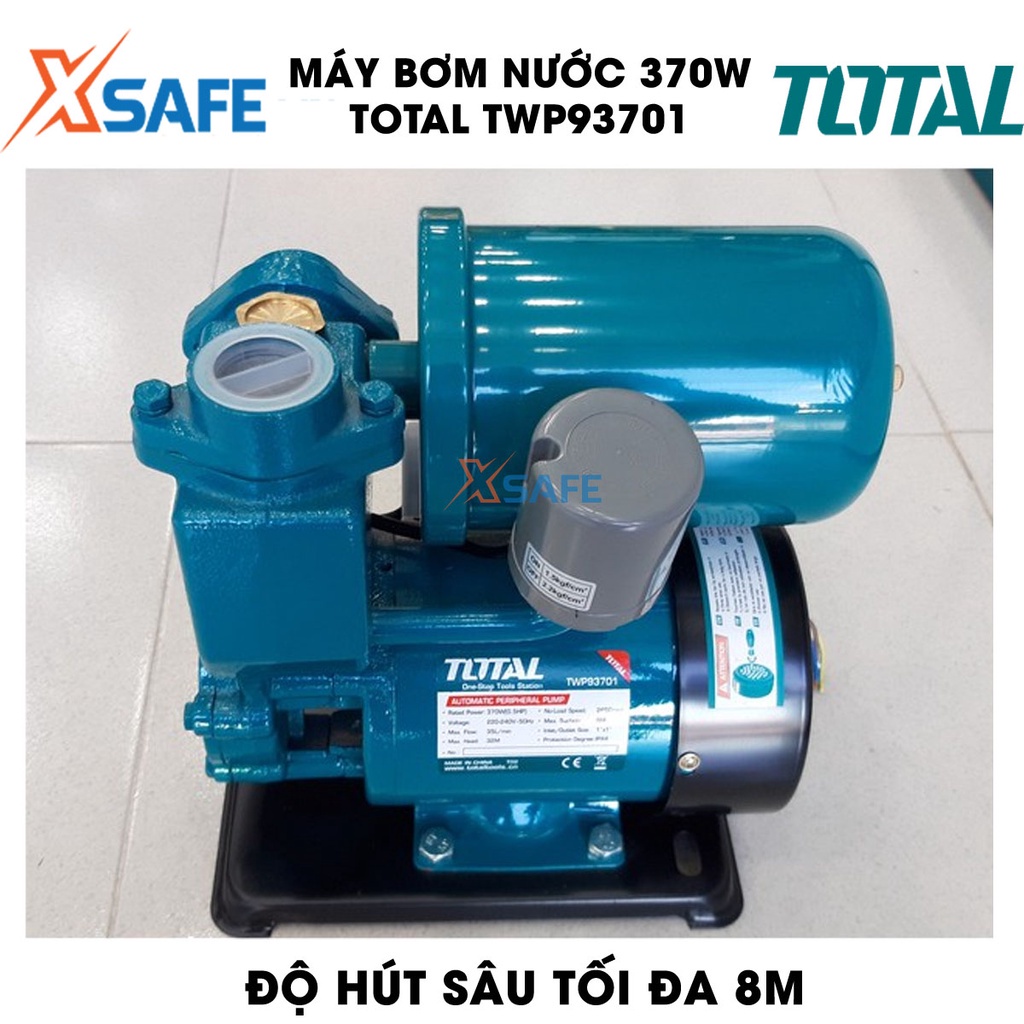 Máy bơm nước 370W TOTAL TWP93701 motor dây đồng Máy bơm nước Total chiều cao bơm tối đa 32m, lưu lượng tối đa 35 lít/ph