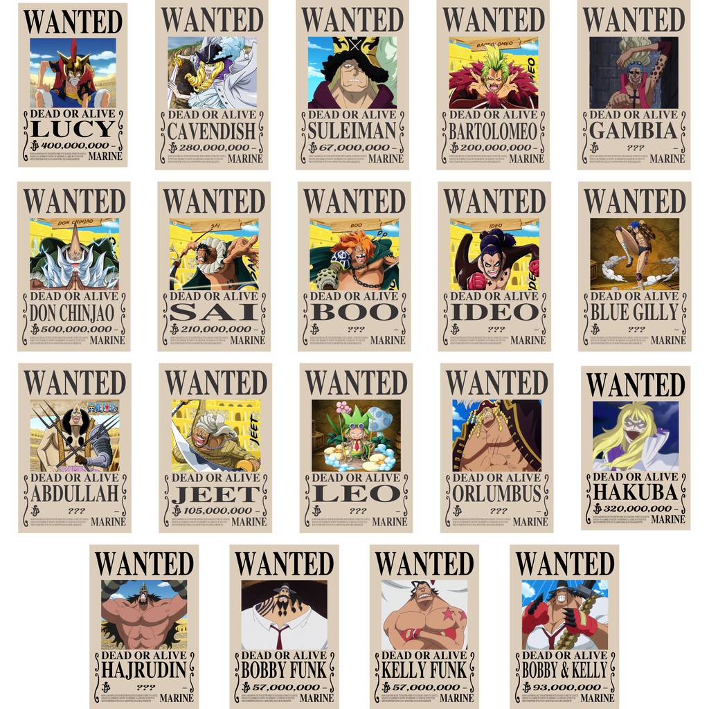 Tờ Poster Lệnh Truy Nã Team Mũ Rơm Onepiece - Wanted Poster One Piece Đảo Hải Tặc Bóc Dán By AnimeX