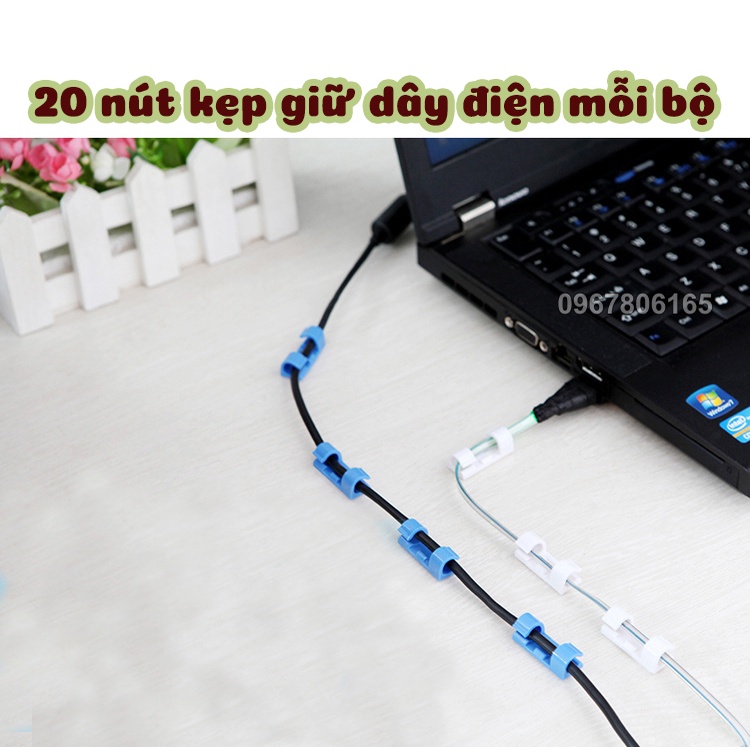 Bộ 20 miếng dán tường đi dây điện – Bộ ghim kẹp dây điện 20 chiếc