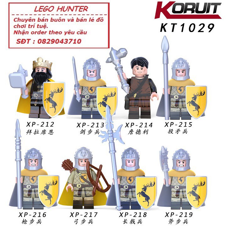 Lego Koruit Minifigures Chiến binh trung cổ : Nhà Patheon - sừng hươu - Game of Throne KT 1029 ( không base )