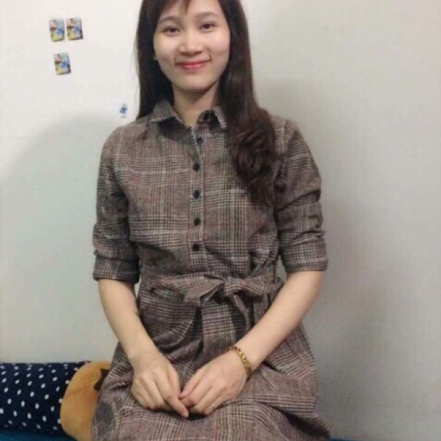 Váy dạ cổ sơ mi