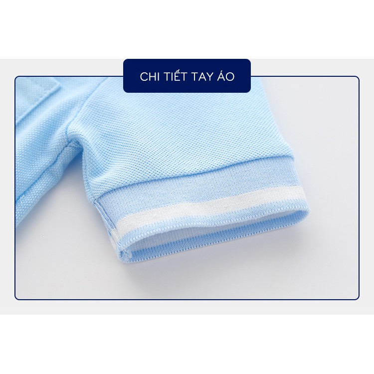 Áo Polo bé trai WELLKIDS áo có cổ cho bé họa tiết túi ngực chất cotton hàng xuất Âu Mỹ