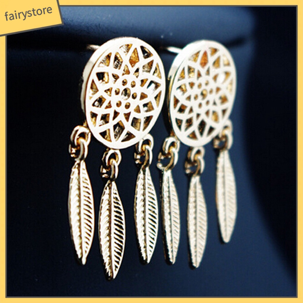 Hoa Tai Dáng Dài Hình Dream Catcher Phong Cách Bohomian