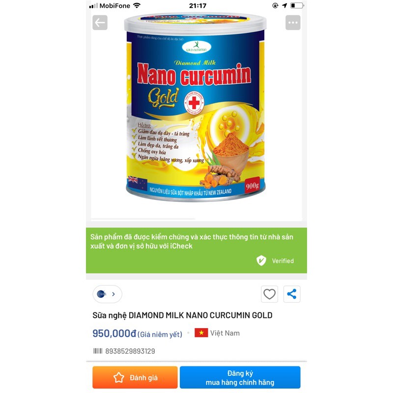 [900gram] Hàng chính hãng_Sữa Nghệ Nano Curcumin Gold Diamond Milk Hỗ trợ đau dạ dày, đại tràng, tiểu đường,huyết áp,...