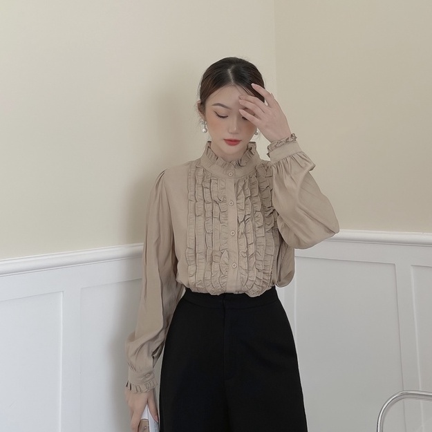 [BBSTORE'S] Áo Kiểu Tay Dài Viền Bèo -A861