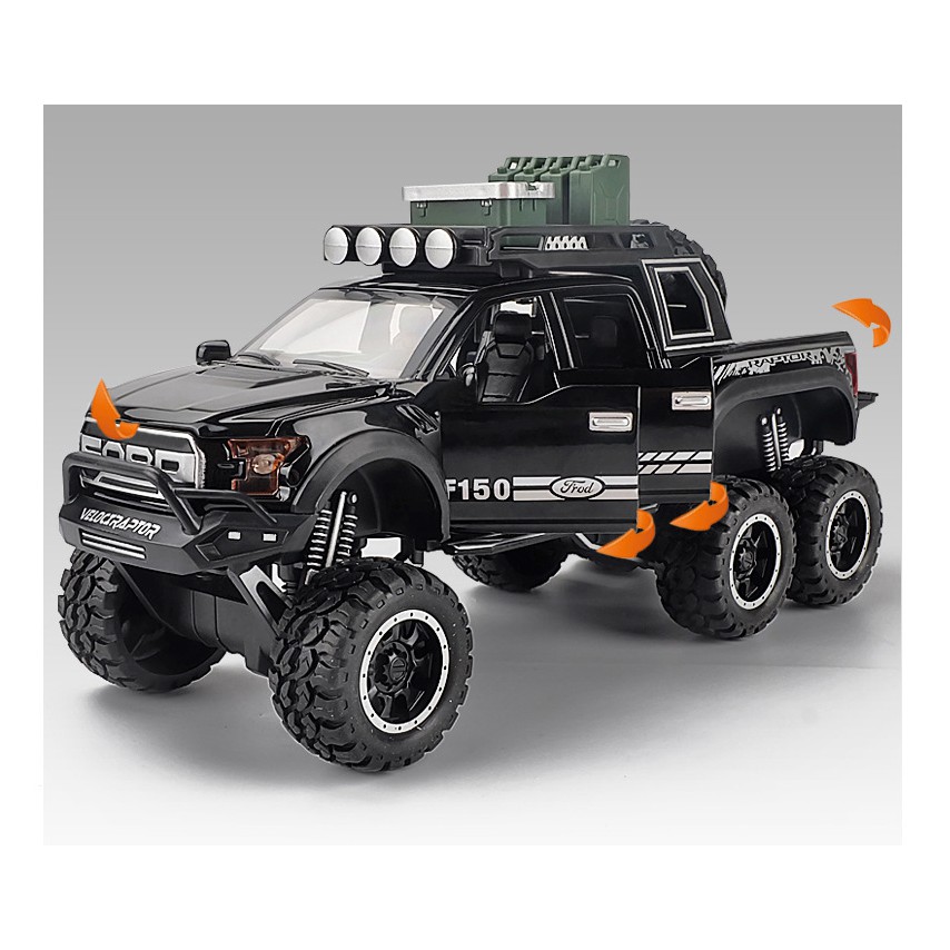 Mô hình xe Ford F150 Raptor 6x6 tỉ lệ 1:28