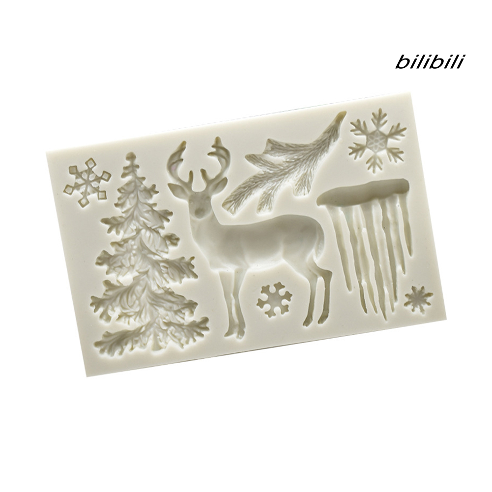 Khuôn làm bánh kẹo bằng silicon hình cây thông/ tuần lộc/ cây thông/ tuần lộc đáng yêu