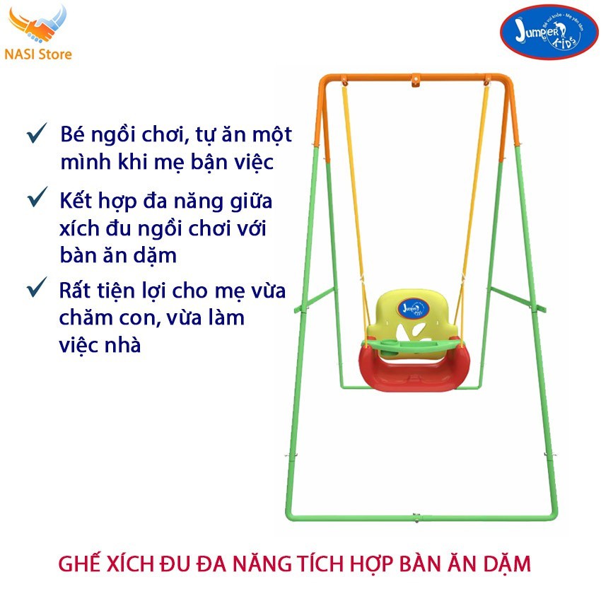 Combo Bộ Xích đu nhún nhảy tập đi Jumper Kids JPG102+ Ghế Xích đu đa năng tích hợp Bàn Ăn dặm