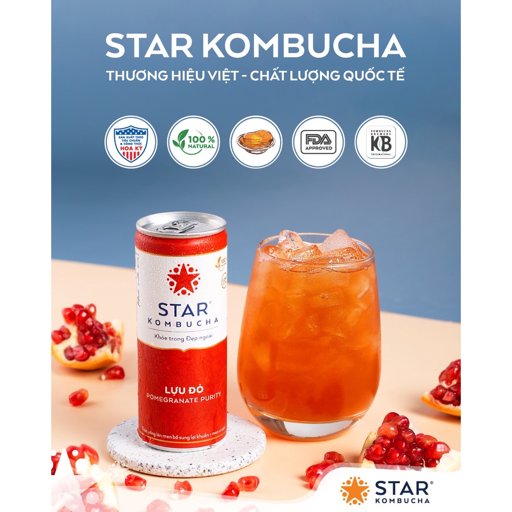 Trà lên men STAR KOMBUCHA - Thức uống lên men kombucha lon 250ml