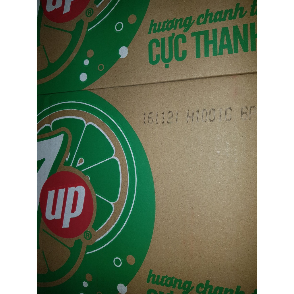 Lốc 6 Chai Nước Ngọt Có Gas 7UP - Seven Up vị Chanh Soft Drink Chai Nhựa PEP 390ml Date Luôn Mới