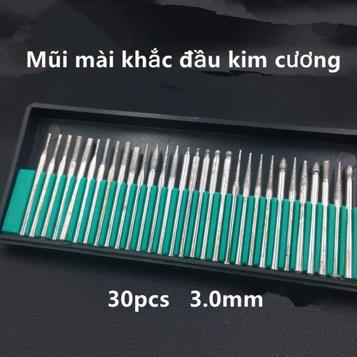 Bộ 30 mũi mài khắc chân 3mm dùng cho máy khoan mài mini