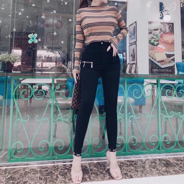 Quần Legging Dây Kéo Ngang
