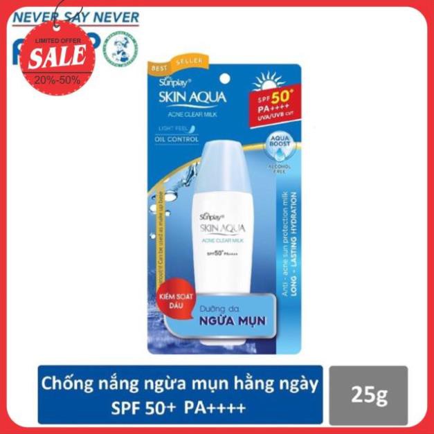 Sữa chống nắng ngừa mụn Sunplay Skin Aqua Acne Clear Milk 25g