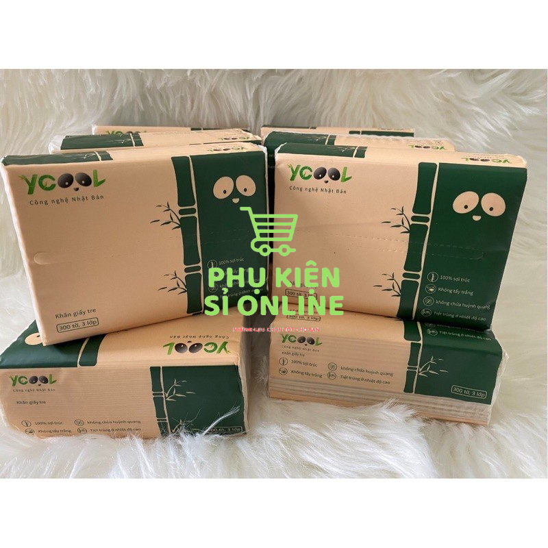 Thùng 30 gói/300 tờ/4 lớp Giấy ăn Gấu Trúc YCOOL/khăn giấy rút mịn, dai, không mùi, không chất tẩy trắng Store4girls