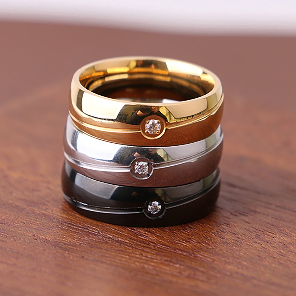 Nhẫn titan đính đá đơn giản (Size 6-11)