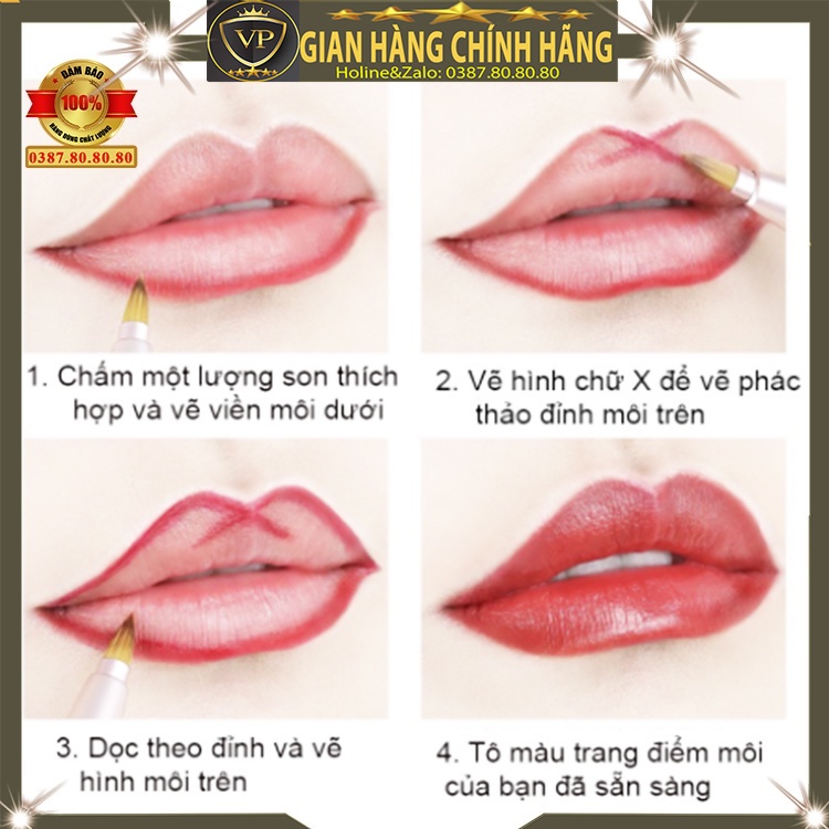 Cọ chổi đánh son môi 2 đầu có nắp dùng tán son tô son vẽ viền môi đánh phấn mắt và kẻ mắt chính hãng sidumi hàn quốc