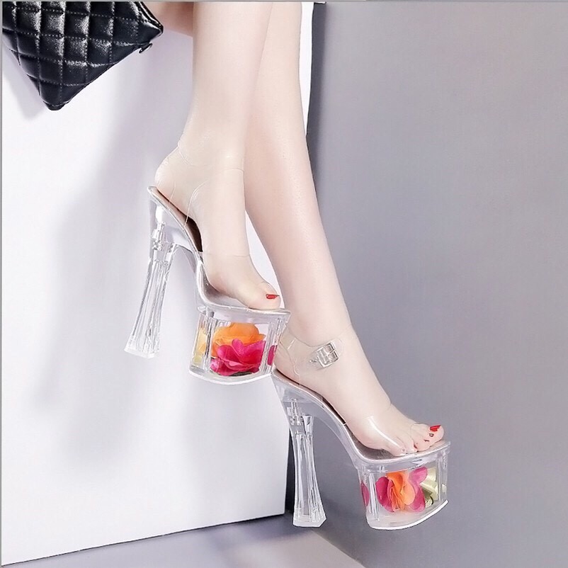 7807 GIÀY CAO GÓT 18CM ẨN HOA HỒNG