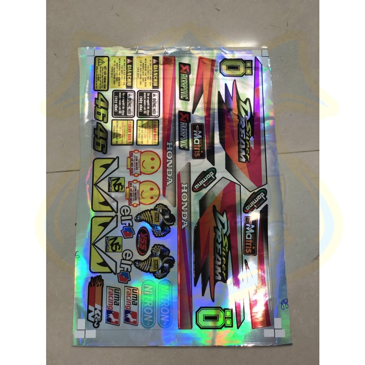 ( Quí khách vui lòng mang ra tiệm cho thợ dán ) Tem SUPER DREAM CROM TITAN 7 MÀU