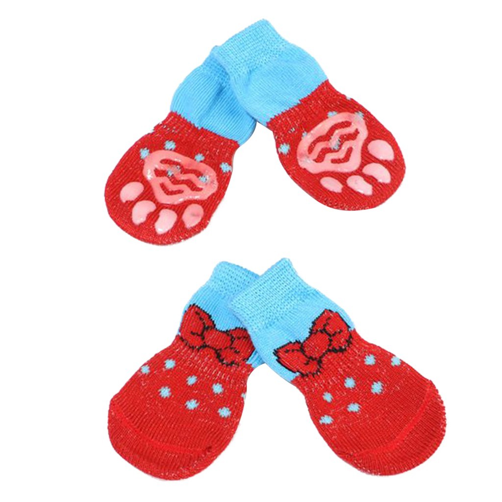 4 Vớ cotton chống trượt họa tiết giáng sinh cho thú cưng