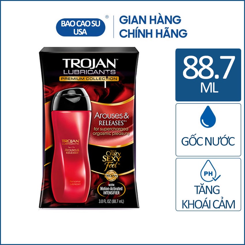 Gel bôi trơn cao cấp khơi dậy cực khoái Trojan Arouses And Releases 88.7ml