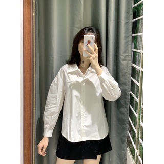 Áo sơ mi trắng oversized tay bồng dư xịn