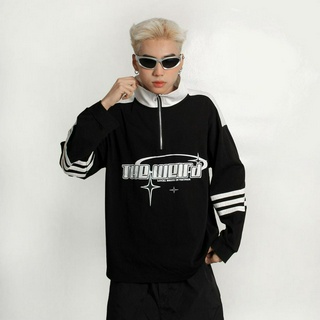Áo Sweater tia kéo ở cổ The Weird có thể mặc kiểu polo ATK656