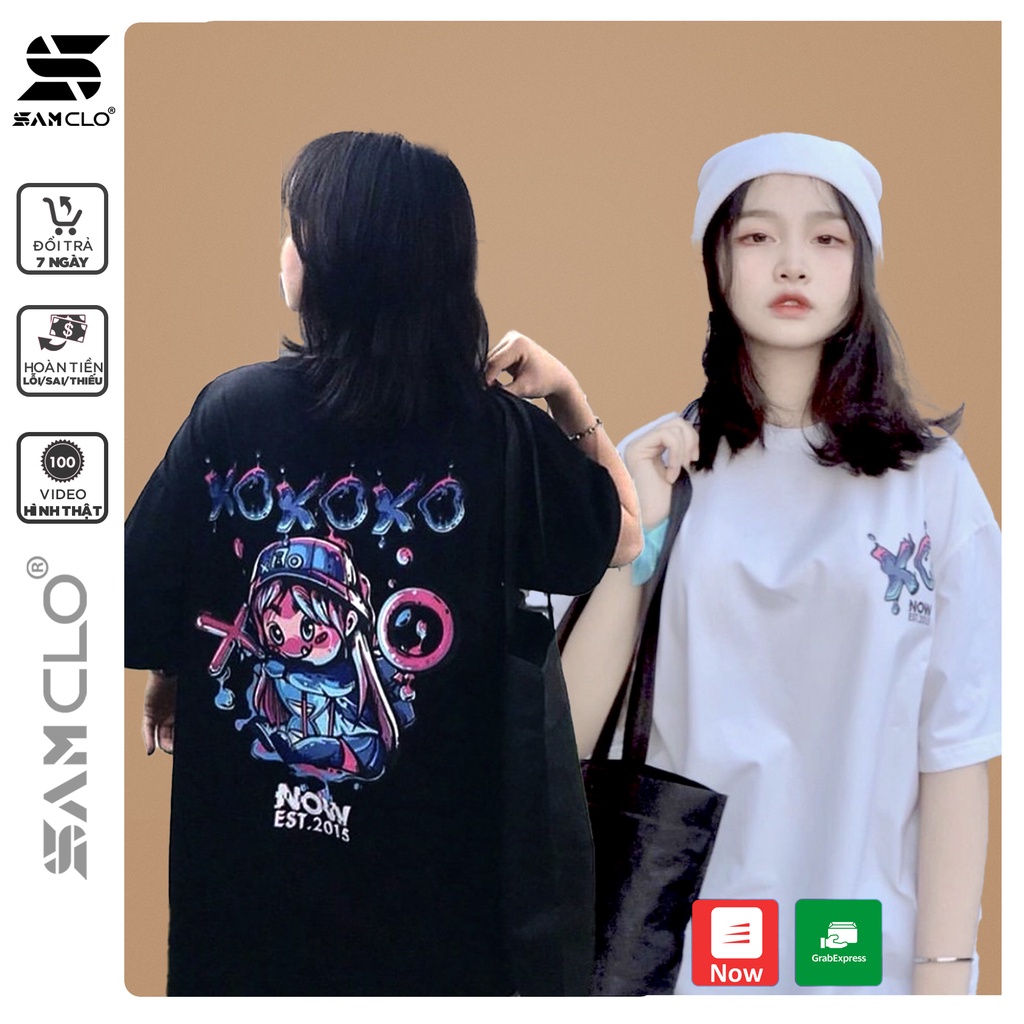 Áo thun tay lỡ nam nữ SAM CLO phông form rộng Unisex, mặc cặp, nhóm, lớp in hình cô gái chữ NOW CARO XO