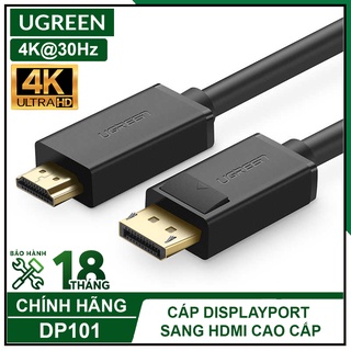 Cáp Displayport Sang HDMI, Hỗ Trợ 4K30Hz Cao Cấp, UGREEN DP101 Chính Hãng