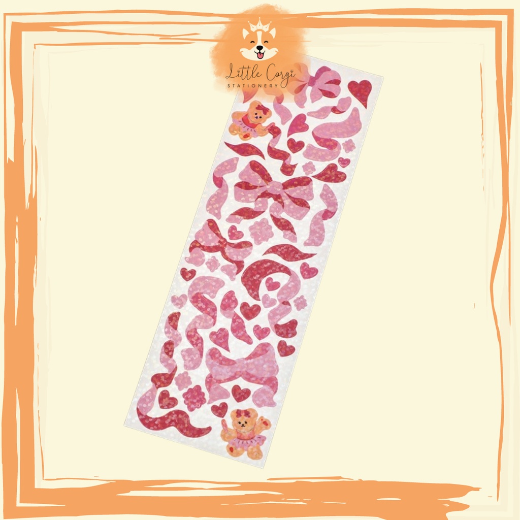 Nhãn dán sticker hologram flowertree, hình dán lấp lánh ruy băng trang trí sổ tay, toploader, card