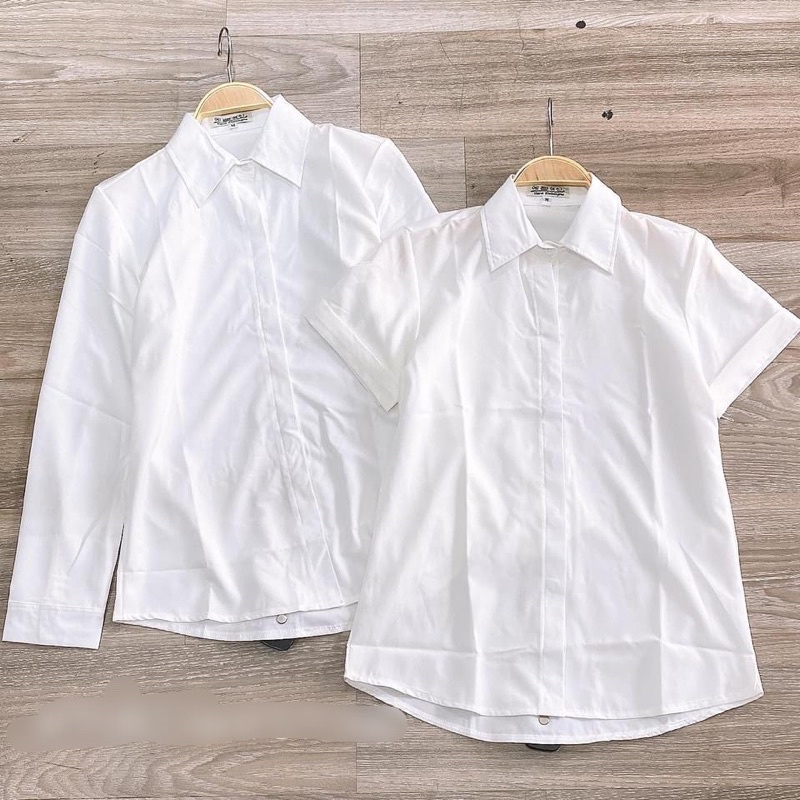 ÁO SƠ MI TRƠN ĐEN TRẮNG TAY NGẮN + TAY DÀI
