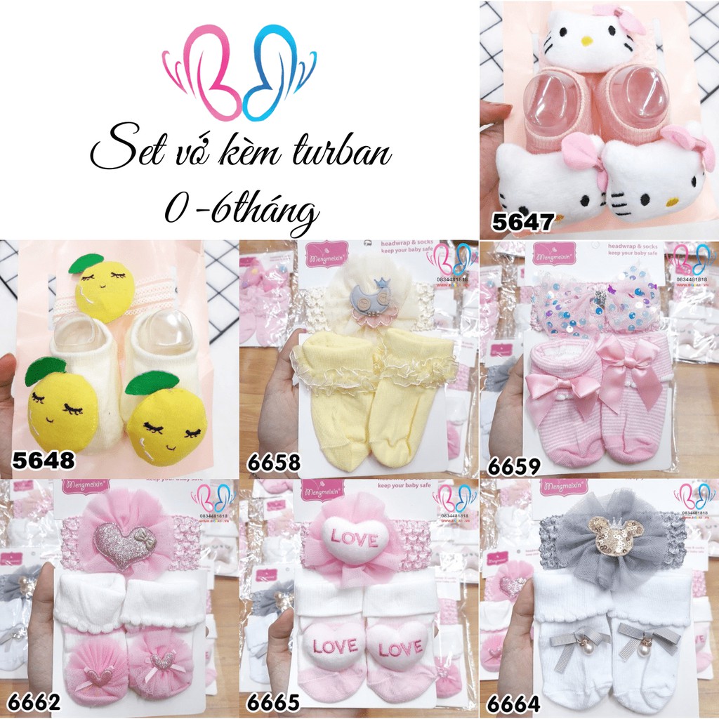 SET VỚ KÈM TURBAN BÉ GÁI NHIỀU MẪU CHO BÉ TỪ 0-6THÁNG