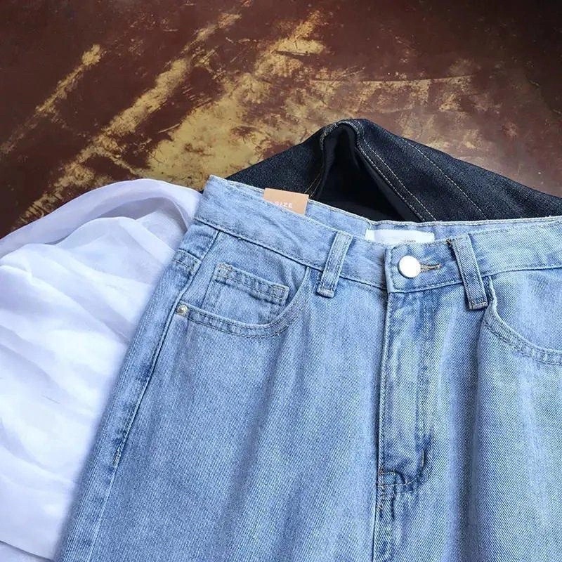 Quần Jeans Ống Suông Màu Xanh Nhạt Loại 1 Chuẩn Store Phong Cách Ulzzang Dễ Mix Đồ Mặc Hàng Ngày