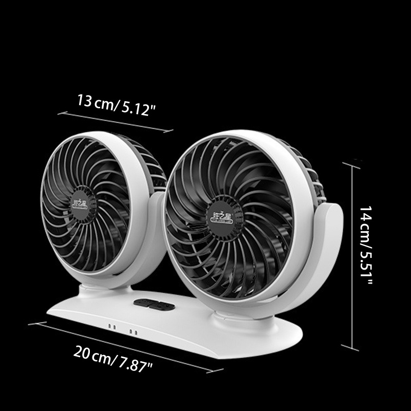 Quạt Làm Mát USB 5V Hai Đầu Xoay 360 Độ Để Bàn Cho Xe Hơi
