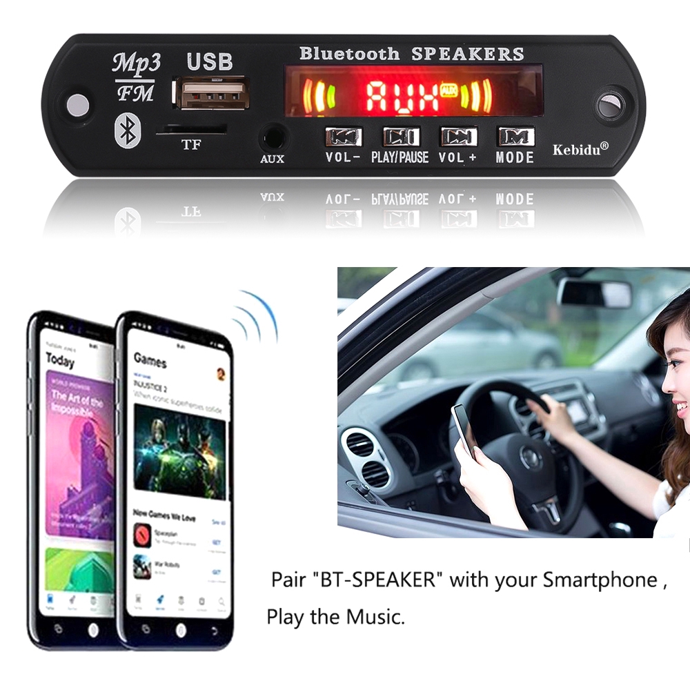 Bảng mã kết nối Bluetooth 5.0 MP3 WMA WAV với chức năng thu âm chất lượng cao cho xe hơi