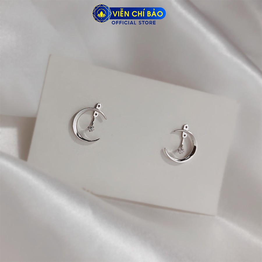 Bông tai bạc nữ hình mặt trăng chất liệu bạc S925 thời trang phụ kiện trang sức nữ thương hiệu Viễn Chí Bảo B400707
