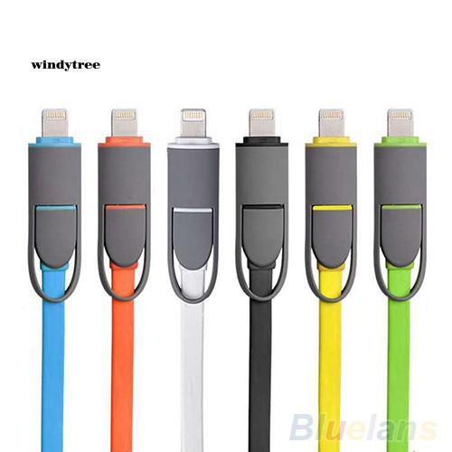 WDTE 2 in 1 Micro USB + Lightning Sync Data Charger Adapter Cable For Samsung iPhone