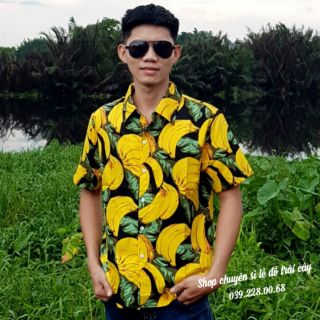 (ÁO CAO CẤP) - Áo sơmi trái cây chuối đủ size lớn nhỏ cho cả gia đình, chất kate thái mềm, mịn, không phai màu, có SLL