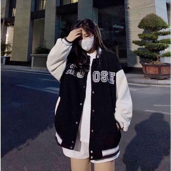 Áo khoác Bomber Choose - Áo khoác nữ Unisex Teemo chất nhung gân 2 lớp dày-form rộng,áo khoác ngoài giữ ấm tốt