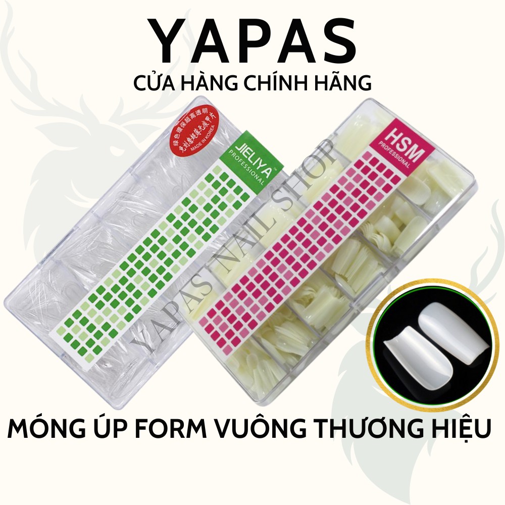 Móng úp HSM Jieliya phom vuông hộp 500 móng giả chất liệu nhựa siêu dẻo form chuẩn Hàn