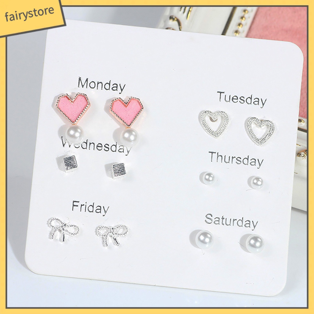 Set 6 Đôi Bông Tai Nhiều Kiểu Xinh Xắn Đáng Yêu Cho Nữ