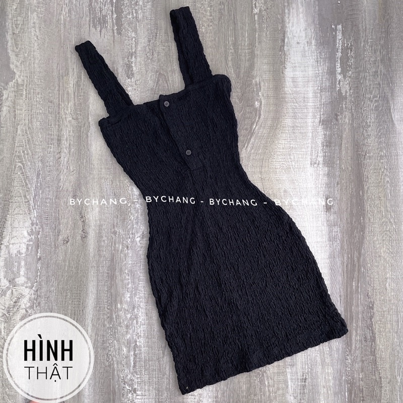 Đầm Xốp Nhăn Dây Bản To Body Ôm Dáng Hot Hit byChang có kèm hình thật | BigBuy360 - bigbuy360.vn