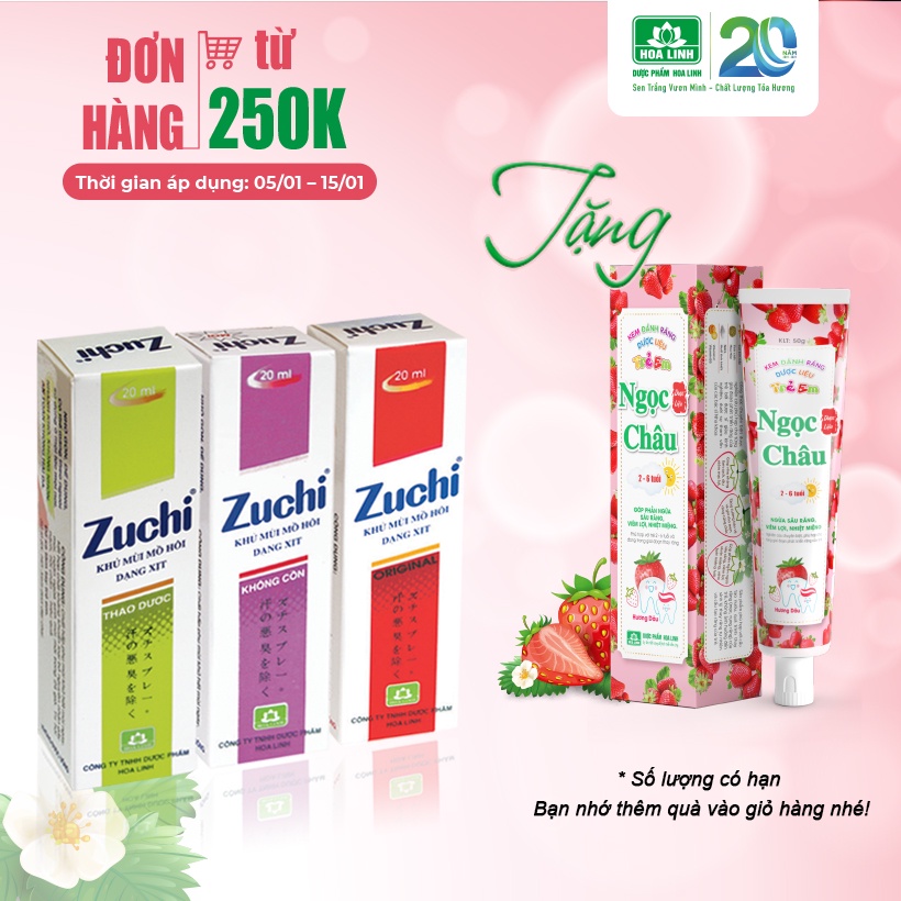 Xịt khử mùi mồ hôi Zuchi 20ml (Màu ngẫu nhiên)