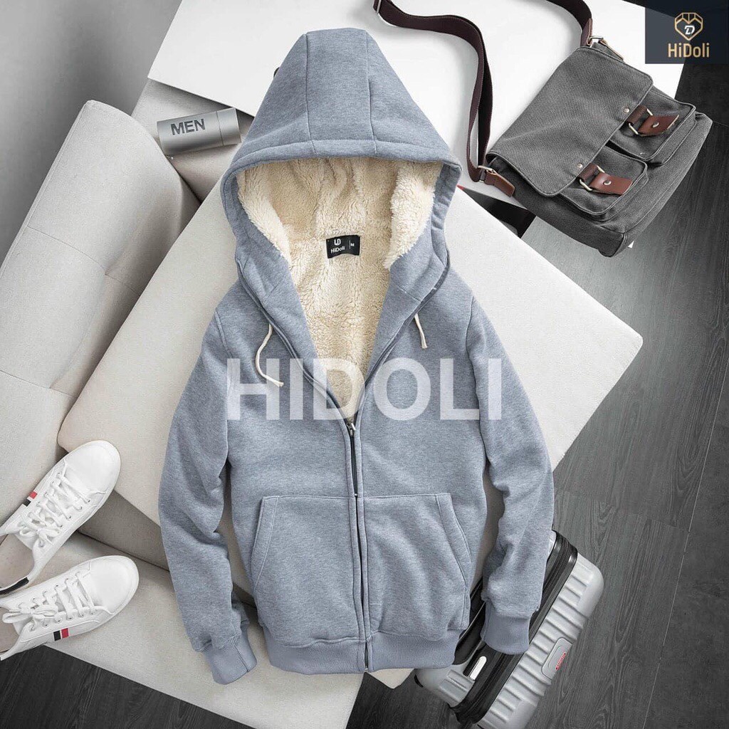 Áo nỉ hoodies form rộng mũ siêu to, Áo Paka lót lông cừu bất chấp rét đại hàn