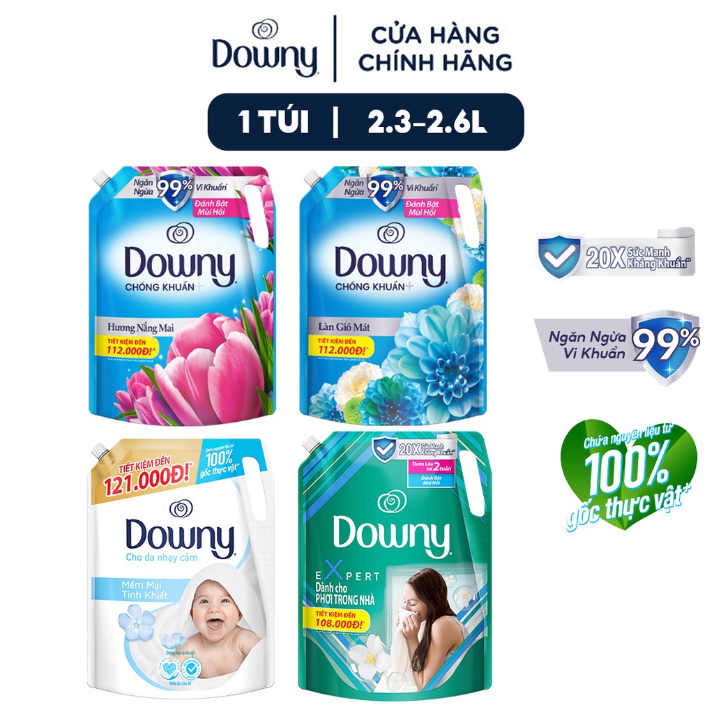 Nước Xả Vải Downy Nhiều Mùi Hương Túi 2.3L/ 2.35L