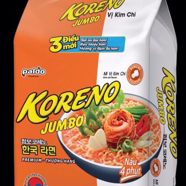 (CÓ SẴN) MÌ KORENO HÀN QUỐC 1KG GÀ, TÔM, BÒ CAY, KIM CHI