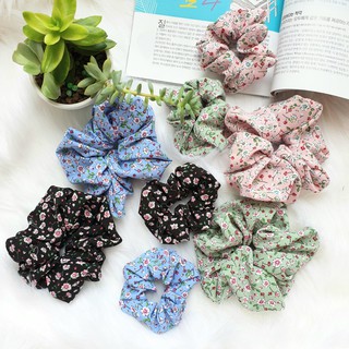 CỘT TÓC SCRUNCHIES LỤA HOA CHERRY NHÍ TO DÚN NHIỀU CJ5