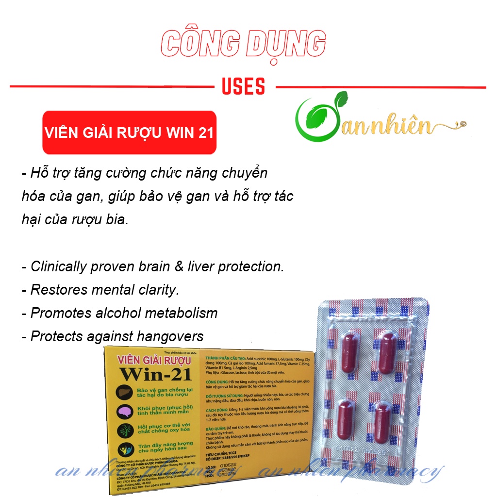 Viên giải rượu Win-21-giải độc gan chống lại tác hại rượu bia nhanh chóng